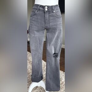 Hudson Size 27 Ginny Straight Leg Distressed Black Jeans